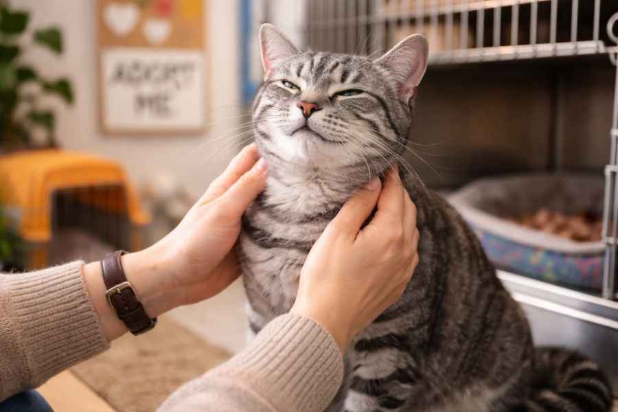 grey tabby cats available for adoption from animal shelter