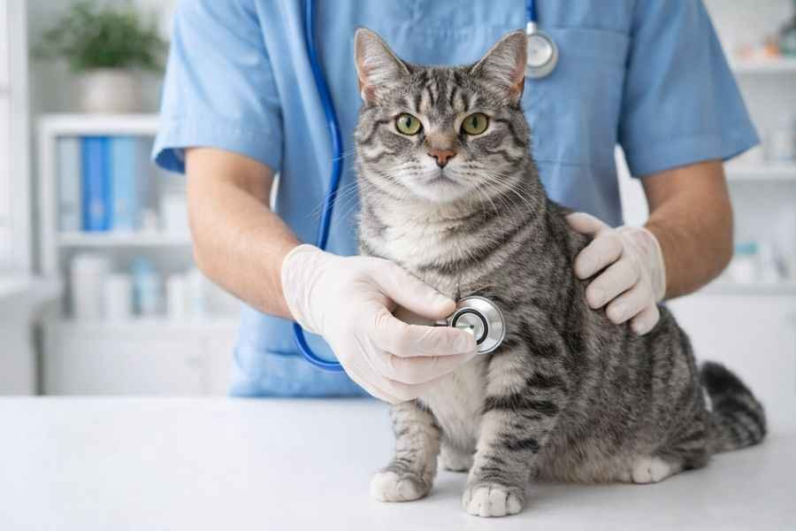 grey tabby cats receiving regular vet checkups for good health