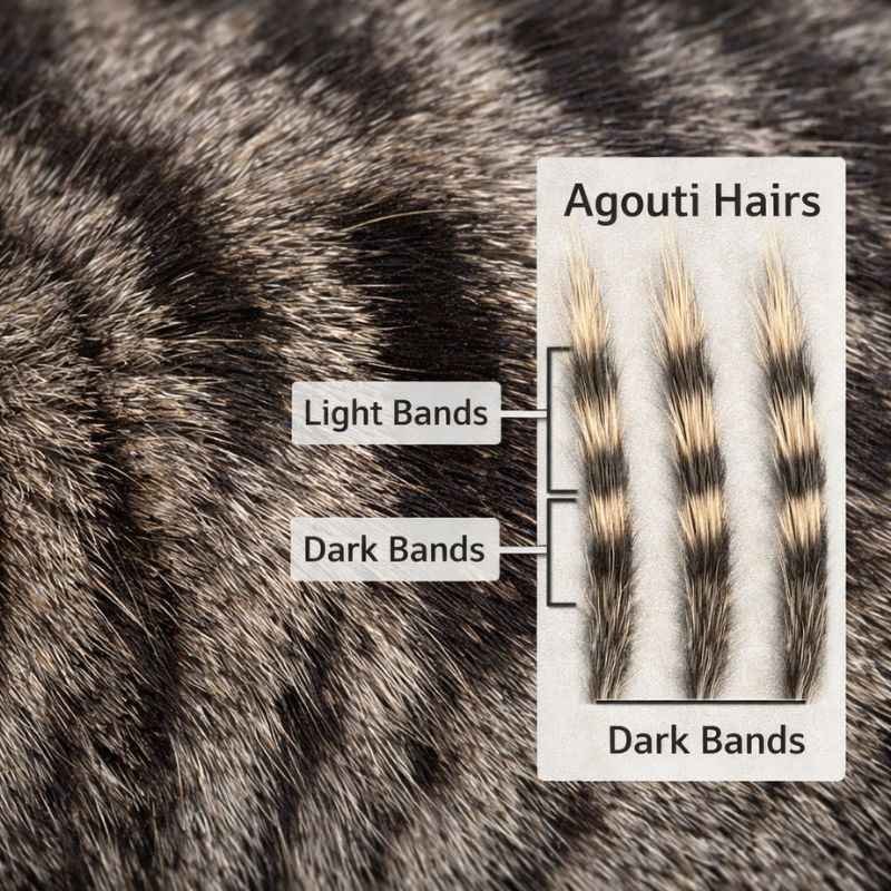 grey tabby cats agouti gene creating silver striped coat pattern