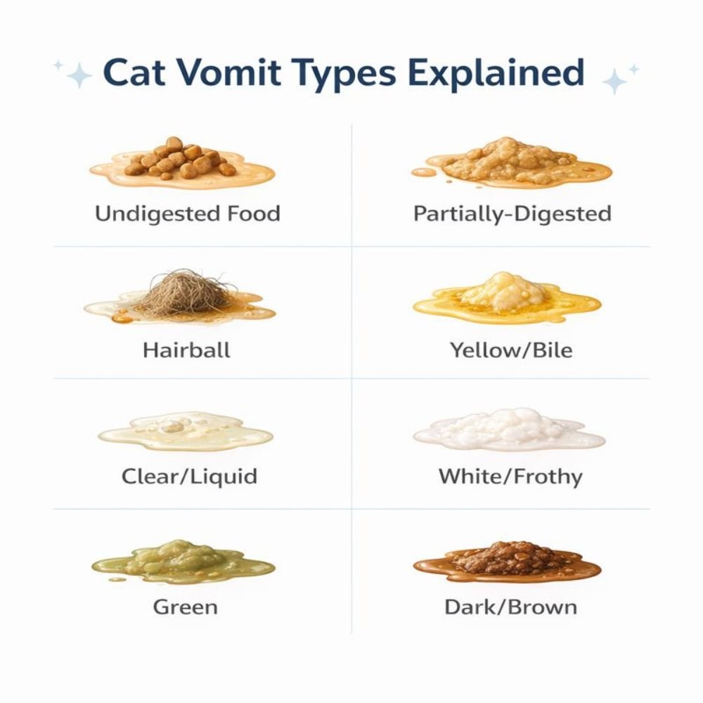 Cat vomiting types and colors explained visually