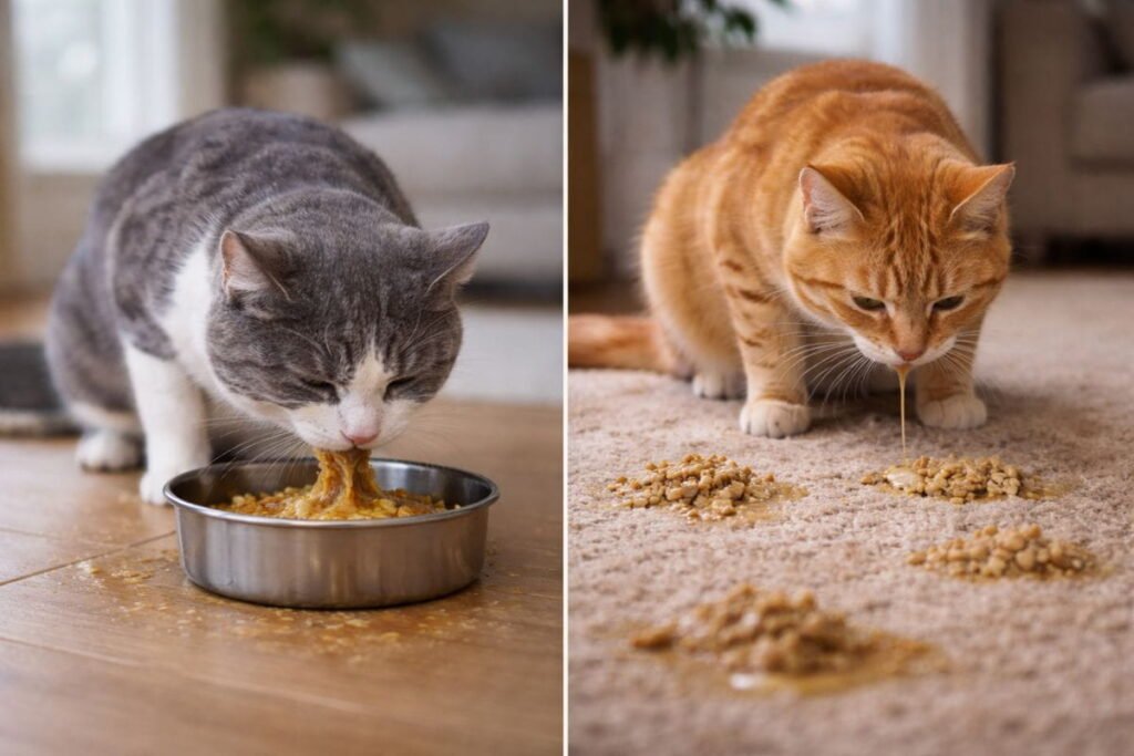 Acute versus chronic vomiting in cats, showing differences for timing and severity