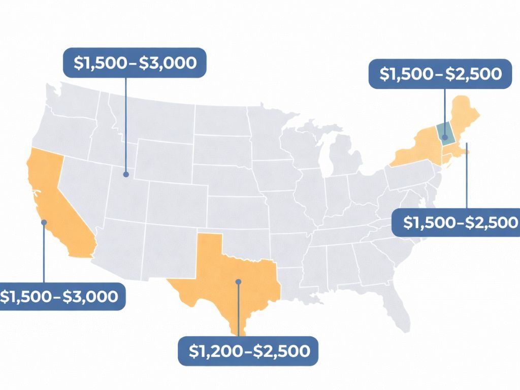 Infographic showing Bengal cat price range by location in the USA