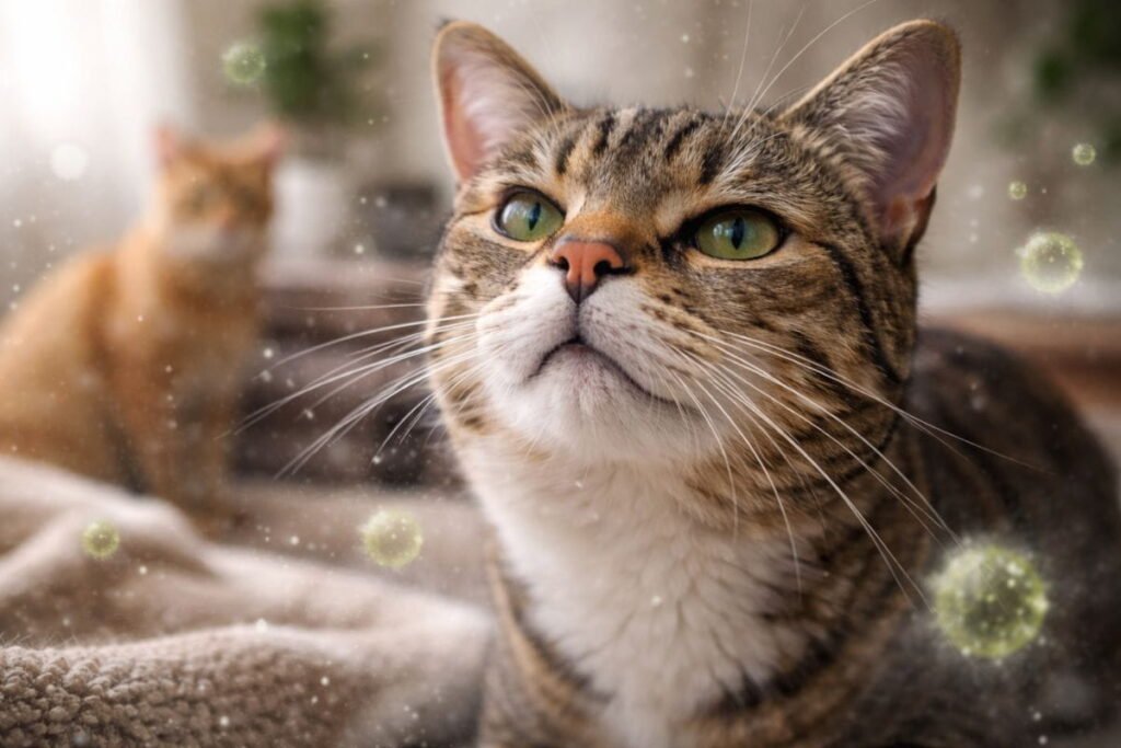 Cat exposed to environmental irritants illustrating common causes of eye infections in cats