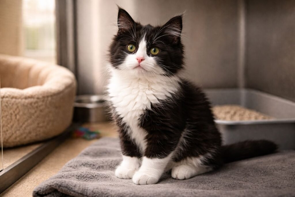 Elegant Persian black and white cat inspired by famous cats