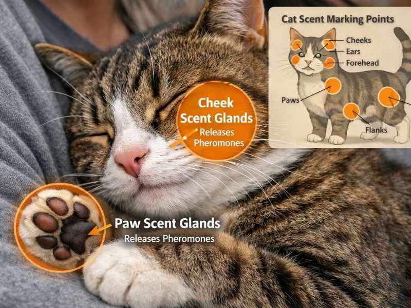 Cats marking owners with scent glands