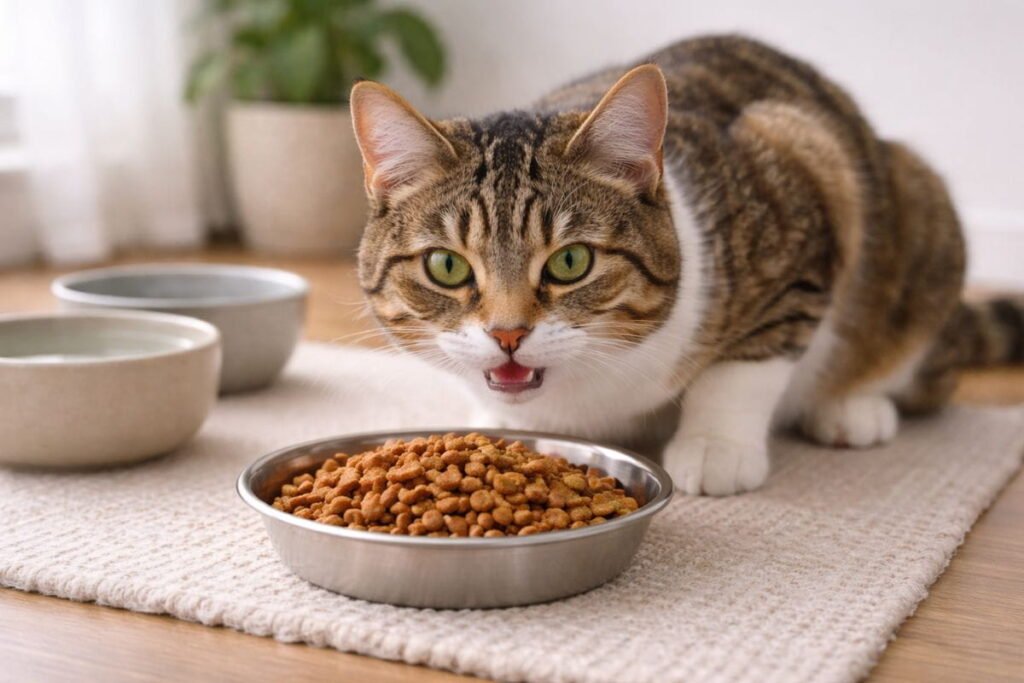 Preventing cat diarrhea by feeding safe cat foods and maintaining low-stress home environment