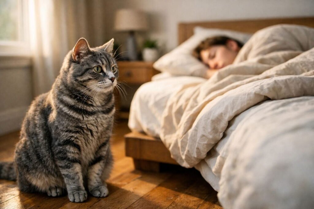 why does my cat watch me sleep