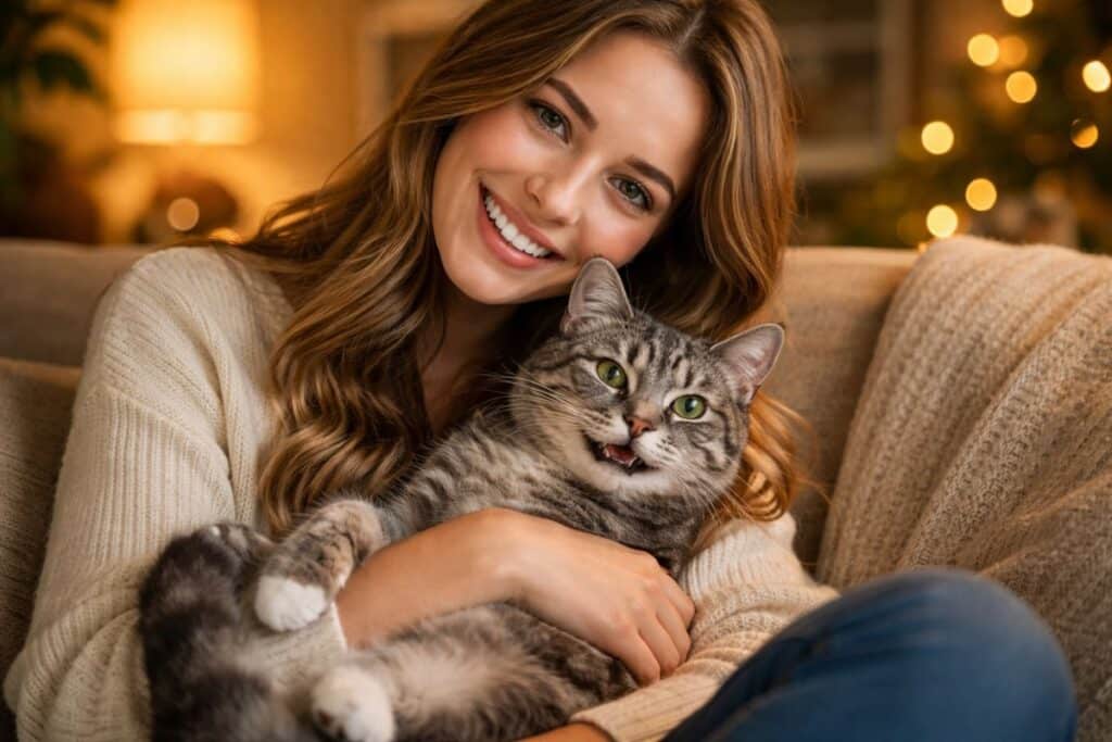 Happy cat owner with male cat perfect male cat names guide
