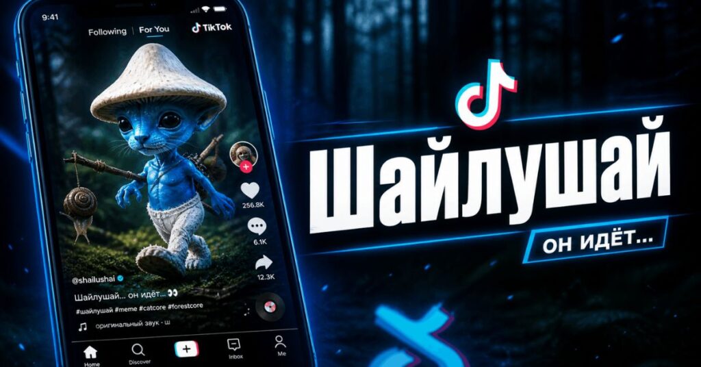 blue smurf cat TikTok slideshow format with Shailushai caption going viral in 2023