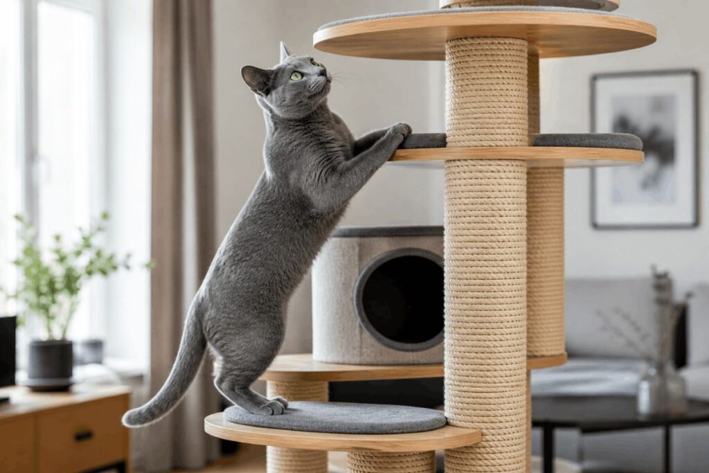 russian blue cat first year setup costs cat tree expenses