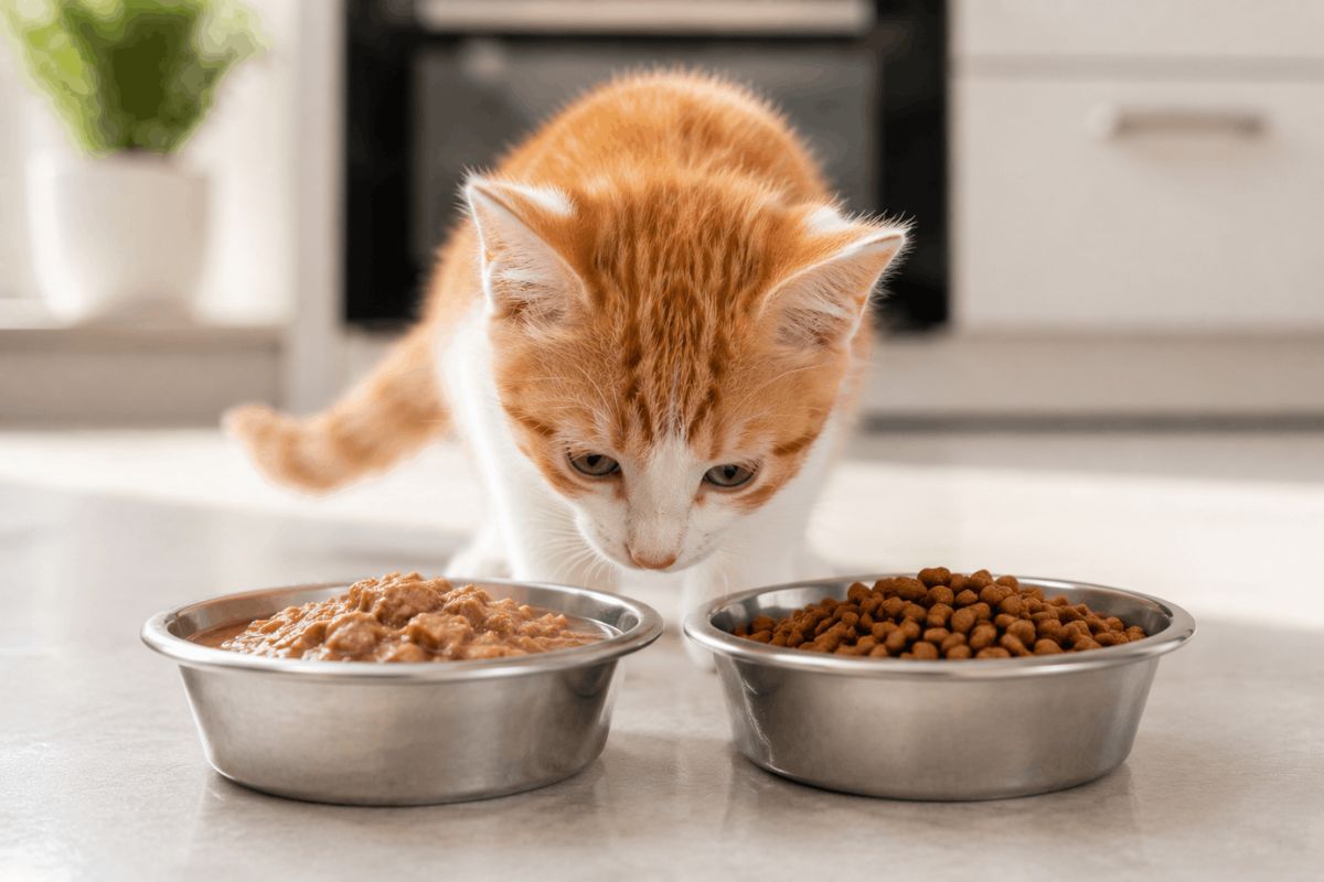 Wet kitten food compared with dry kitten kibble