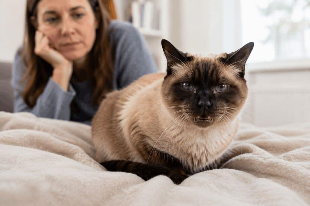 Cat laryngitis symptoms including raspy meow and lethargy